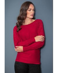 Klass - Embellished Batwing Knitted Top - Lyst