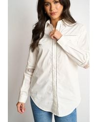 SARTA - Longline Cut Out Cotton Shirt - Lyst
