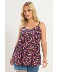 Yours - Ditsy Floral Ribbed Swing Vest Top - Lyst
