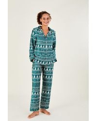 Monsoon - Fair Isle Christmas Satin Pyjama Set - Lyst