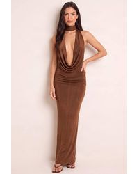 Rebellious Fashion - Katee Textured Slinky Cowl Neck Maxi Dress - Lyst