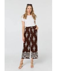 Izabel London - Border Print High Waist Wide Trousers - Lyst