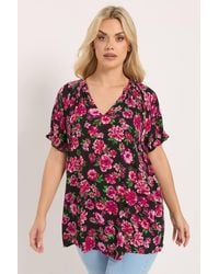 Yours - Floral Notch Neck Blouse - Lyst