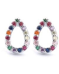 Jewelco London - Cz Tears Of Joy Pear Drop Stud Earrings - Lyst