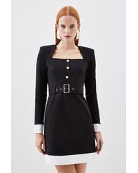 Karen Millen - Jersey Ponte Hardwear Colour Block Mini Dress - Lyst