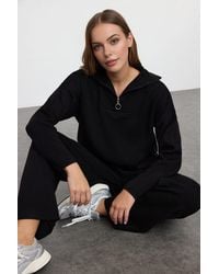 WOVCOR - 2-Piece Loose Fit Zip-Up Knit Top & Pants Set - Lyst