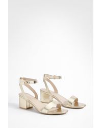Boohoo - Wide Fit Metallic Low Block Barely There Heels - Lyst