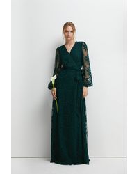 Coast - Floral Embroidered Wrap Bridesmaid Dress - Lyst