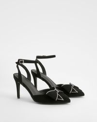 Boohoo - Bow Detail Strappy Court Heels - Lyst