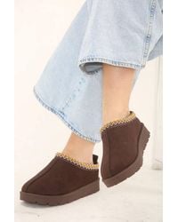 LARANGE - Faux Suede Embroidered Aztec Cozy Slipper Boots - Lyst