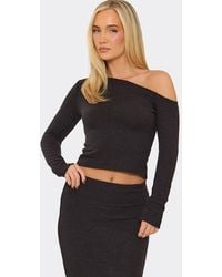 EGO - Long Sleeve Foldover Ribbed Top - Lyst