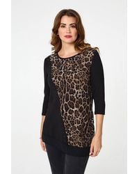 Izabel London - Animal Print Asymmetric Tunic Top - Lyst