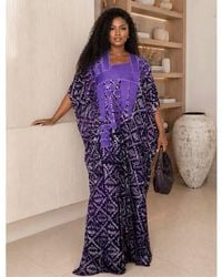 GWB Occasion Edit - Luxe African Crepe Embroidered Maxi Boubou Kaftan Dress - Lyst