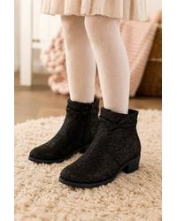 Spot on - Metallic Speckle Ankle Boot With Block Heel - Lyst