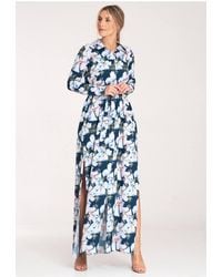 Love Lace - Button Up Maxi Dress With Waist Tie & Slits - Lyst