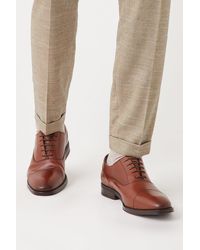Burton - Tan Leather Oxford Toe Cap Shoes - Lyst