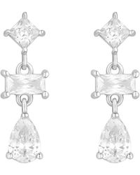 Simply Silver - Sterling Silver 925 Cubic Zirconia Mismatch Stone Fine Drop Earrings - Lyst