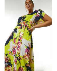 Karen Millen - Plus Size Bold Floral Wrap Dress - Lyst