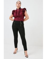 Karen Millen - Plus Size Zip Front Ponte Jersey Trousers - Lyst