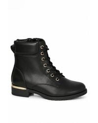 Spot on - Lace Up Ankle Boot With Padded Collar - Lyst