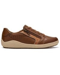 Clarks - Bryianne Dazz Dark Tan Leather Trainers, Lace Up - Lyst