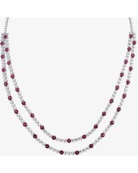T.H.Baker - 18Ct Ruby & Diamond Two Row Necklace Hsn1061(Ru) - Lyst