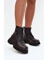 Love Lace - Winter Platform Lace Up Boots With Zip - Lyst