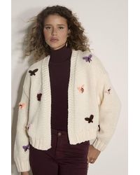 Apricot - Chunky Knit Butterfly Applique Cardigan - Lyst