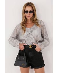 Love Lace - Striped V-Neck Long Sleeve Blouse With Ruffles - Lyst