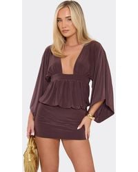 EGO - Blouson Style Long Sleeve Slinky Mini Dress - Lyst