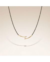 The Colourful Aura - Asian Plated Bead Pearl Slim Mangalsutra Nazaria Necklace - Lyst
