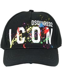 DSquared² - Paint Splatter Icon Logo Black Baseball Cap - Lyst