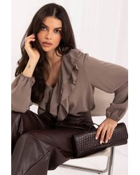 Love Lace - Office Viscose Long Sleeve Blouse With Ruffles - Lyst