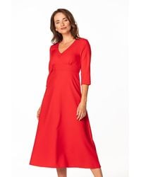 Love Lace - Pleated 3/4 Sleeve Maxi Dress With Zip & Pleats - Lyst