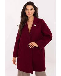 Love Lace - Elegant Foam Blend Coat With Lapel Brooch - Lyst