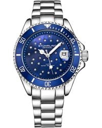 Stuhrling - Starsea Quartz Fashion Diver Watch With Stainless Steel Link Bracelet - Lyst