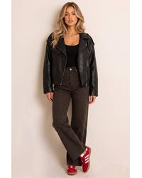 Rebellious Fashion - Aila Leopard Print Wide Leg Denim Jeans - Lyst