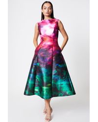 Coast - Sleeveless Printed Twill Midi Dress - Lyst