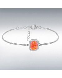 T.H.Baker - Rectangle Synthetic Opal & Cubic Zirconia Halo Bracelet 8.20.0310 - Lyst