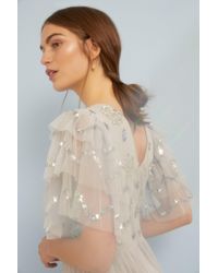Oasis - Premium Sequin Angel Sleeve Maxi Dress - Lyst