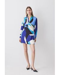 Karen Millen - Abstract Colour Block Draped Satin Mini Dress - Lyst
