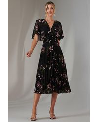 Jolie Moi - Floral Print Chiffon Pleated Dress - Lyst