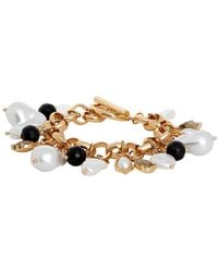 Mood - Gold Plated Gothic Charmed T Bar Bracelet - Lyst