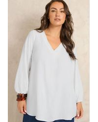 Evans - Pleat Front Long Sleeve Blouse - Lyst