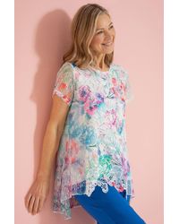 Anna Rose - Printed Lace Layered Top - Lyst