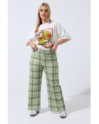 Yours - Check Wide Leg Trousers - Lyst
