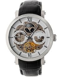Heritor - Aries Skeleton Leather-Band Watch - Lyst