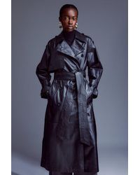 Karen Millen - Leather Oversize Trench Coat - Lyst