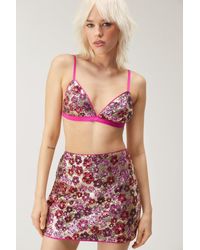 Nasty Gal - Floral Sequin Mini Skirt - Lyst