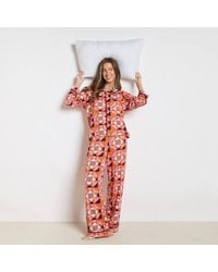 OHS - Geo Print Piped Jersey Button Through Pyjama Set Nightwear - Lyst